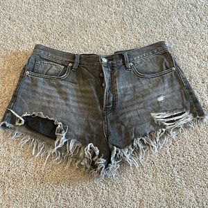 Distressed grey denim shorts - free people